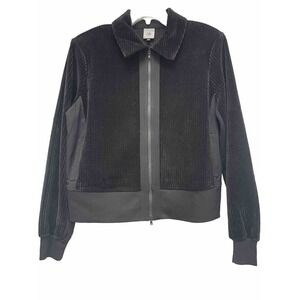 NWOT Cabi Black Bomber Jacket Size L Zip Front Wide Wale Corduroy